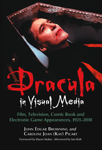 Black bookcover with Dracula lying in a coffin